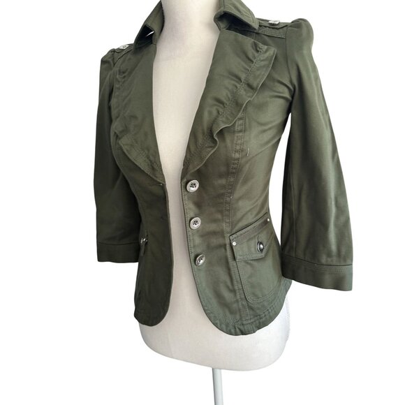 WHITE HOUSE BLACK MARKET Olive Green Jacket Blazer Size 00 - Picture 4 of 8